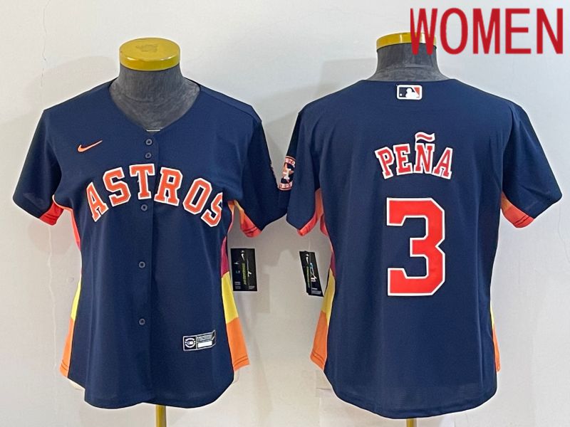 Women Houston Astros #3 Pena Blue Game Nike 2022 MLB Jerseys->women mlb jersey->Women Jersey